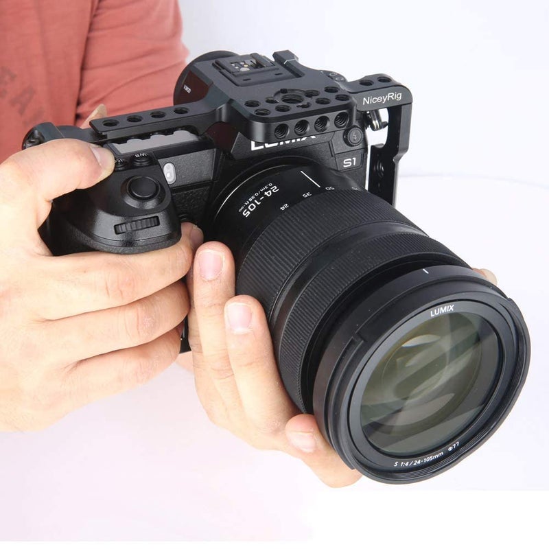 NICEYRIG Camera Cage for Panasonic Lumix S1 S1r, with Quick Release NATO Rails & 1/4 3/8 Locating Holes- 316 - Image 5